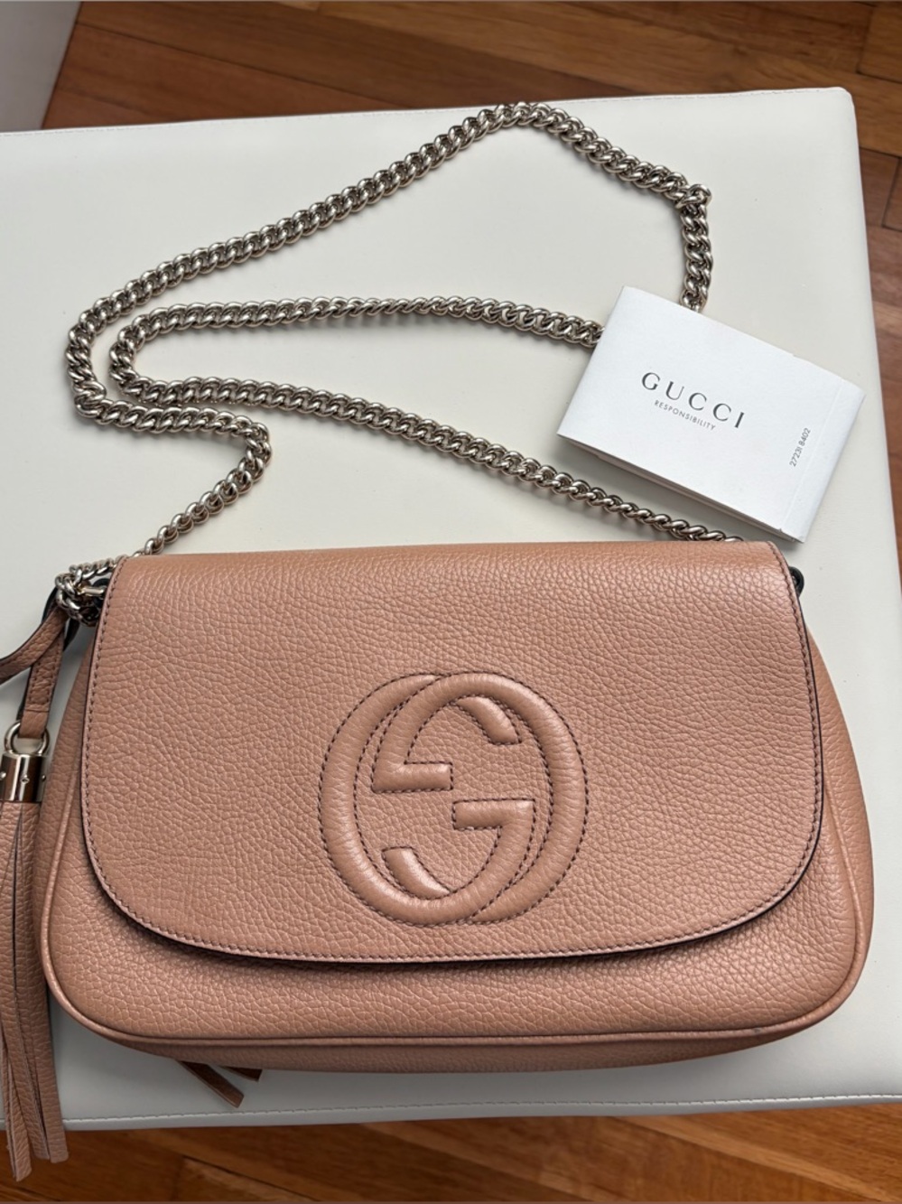 Like New Gucci SoHo Crossbody/Tan/Gold Chain-another seller has this at $1,660!